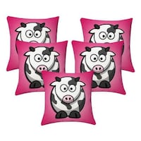 Lushomes Digital Cow Printed Cushion Cover, Pack of 5