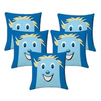 Lushomes Digital Smile Printed Cushion Cover, Blue, Pack of 5