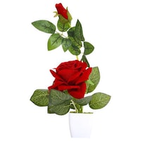Bright Life Bonsai Artificial Rose Plant with Pot