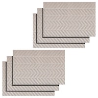 Lushomes Jacquard Design 1 PVC Placemats, Silver, Pack of 6