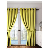 Picture of Lushomes Plain Long Door Curtains with Eyelets, Palm Green, 54 x 108 inches