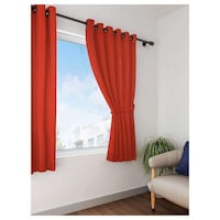 Lushomes Red Wood Plain Windows Curtains with Eyelets, 54 x 60 inches