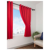 Lushomes Tomato Plain Windows Curtains with Eyelets, 54 x 60 inches