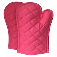 Lushomes Cotton Oven Mittens, Pink, Set of 2