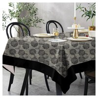 Picture of Lushomes 12 Seater Geometric Printed Table Cloth, Black