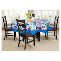 Picture of Lushomes 6 Seater Watercolor Printed Round Table Cloth, Blue