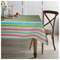 Picture of Lushomes Multi Stripes 2 Peva Table Cloth With Smooth Flannel, Multicolour