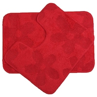 Lushomes Ultra Soft Regular Bathmat and Contour, Red, Set of 2