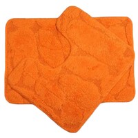 Lushomes Ultra Soft Medium Bathmat and Contour, Orange, Set of 2