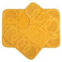 Lushomes Ultra Soft Medium Bathmat and Contour, Yellow, Set of 2