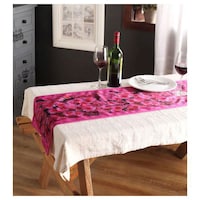 Lushomes Digital Printed Themed Polyester Table Runner, Pink