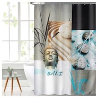 Lushomes Bali Digital Printed Bathroom Shower Curtains, 71 x 78 inches