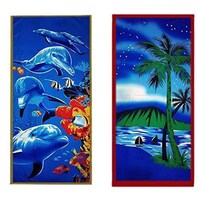 Picture of Lushomes Marine and Beach Printed Bath Towel, 30 x 60 cms, Set of 2