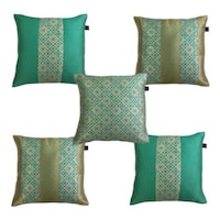 Lushomes Jacquard Design 1 Cushion Cover Set, Dynasty Green, Pack of 5
