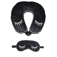 Picture of Lushomes Velvet Neck Travel Pillow and Eye Mask, Pack of 2