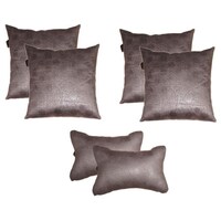 Lushomes Te x tured Cushion and Neck Rest Pillow Set, Metal, Pack of 6