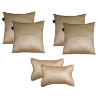Picture of Lushomes Te x tured Cushion and Neck Rest Pillow Set, Natural, Pack of 6