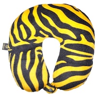 Lushomes Zebra Skin Printed Neck Pillow, Golden Yellow and Black
