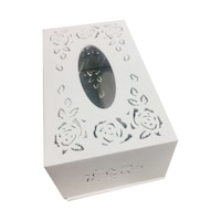 White Wood-Plastic Panel Hollow Carved Tissue Box