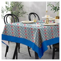 Picture of Lushomes 8 Seater Diamond Printed Table Cloth, Blue