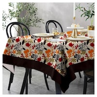 Picture of Lushomes 8 Seater Leaf Printed Table Cloth, Multicolour