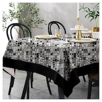 Picture of Lushomes 4 Seater Coins Printed Table Cloth, Black