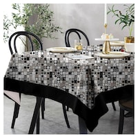 Picture of Lushomes 8 Seater Coins Printed Table Cloth, Black