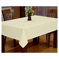 Picture of Lushomes Classic Plain Cotton Dining Table Cloth, Beige