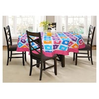 Picture of Lushomes 6 Seater Square Printed Round Table Cloth, Multicolour