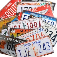 Retro Vintage US States Assorted License Plates, 12 Pieces