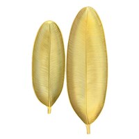 Picture of Home Diy 2-Piece Leaf Shape Serving Tray Set Gold