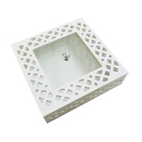 Wooden Square Candy Storage Box With Glass Lid, White