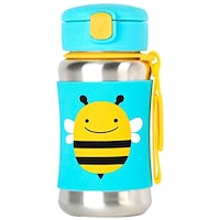 Skip Hop Zoo Insulated Stainless Steel Straw Bottle, Bee, 350 ml