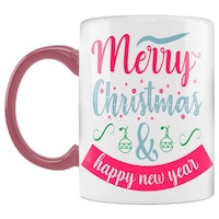Picture of Marry Christmas Happy New Year Printed Coffee Mug, Inside Pink, 300ml