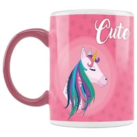 Picture of Cute Colours Full Hair Unicorn Printed Coffee Mug, Inside Pink, 300ml