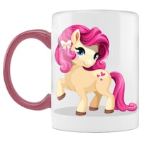 Picture of Pink Hair Cute Unicorn Printed Coffee Mug, Inside Pink, 300ml
