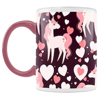 Picture of Cute Heart With Unicorn Printed Coffee Mug, Inside Pink, 300ml