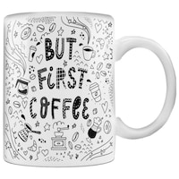 Picture of Printed but First Printed Coffee Mug, White, 300ml