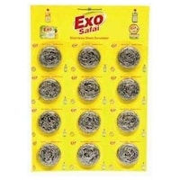 Exo Stainless Steel Scrubber, Grey, Pack of 12