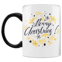 Picture of Merry Christmas Flower Printed Coffee Mug, Inside Black, 300ml