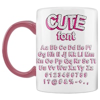 Picture of Cute Font Printed Coffee Mug, Inside Pink, 300ml