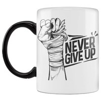 Picture of Never Give up Printed Coffee Mug, Black, 300ml