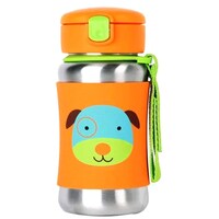 Skip Hop Zoo Insulated Stainless Steel Straw Bottle, Darby Dog, 350 ml
