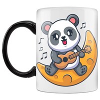 Picture of Panda Playing Guitar on Moon Printed Coffee Mug, Inside Black, 300ml