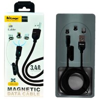 Picture of Hitage WBM-856 USB Fast Charging 3in1 Braided Magnetic Data Cable, Black