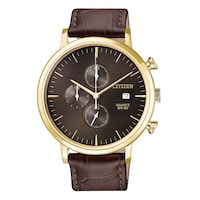 Citizen Chronograph Leather Strap Men's Watch, Brown