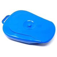 IndoSurgicals Polypropylene Bed Pan with Lid, Blue