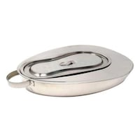 IndoSurgicals Stainless Steel Jointed Bed Pan with Lid, Unisex