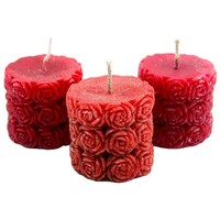Picture of Rose Pillar Decorative Scented Candles, Red, Pack of 3