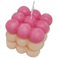 Bubble Cube Candle, Pink, White